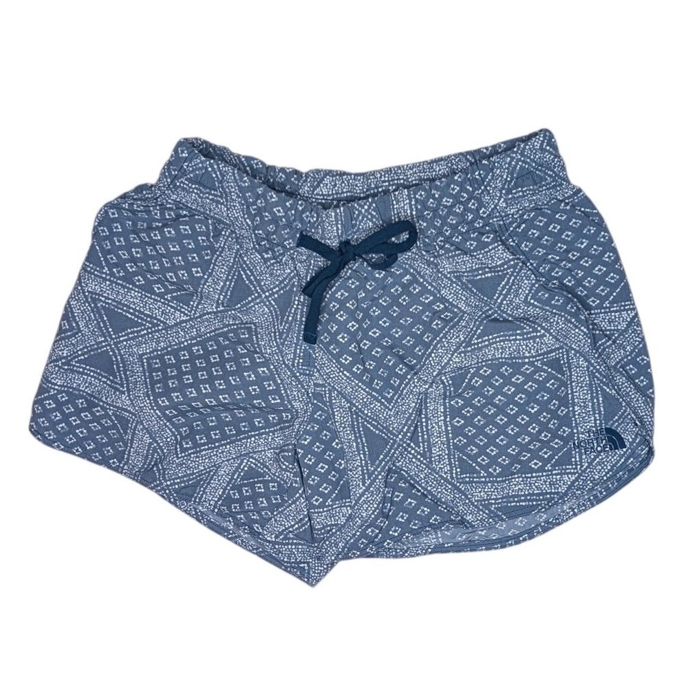 The North Face Shorts Womens S Blue Paisley Print Nylon Elastic Waist Casual